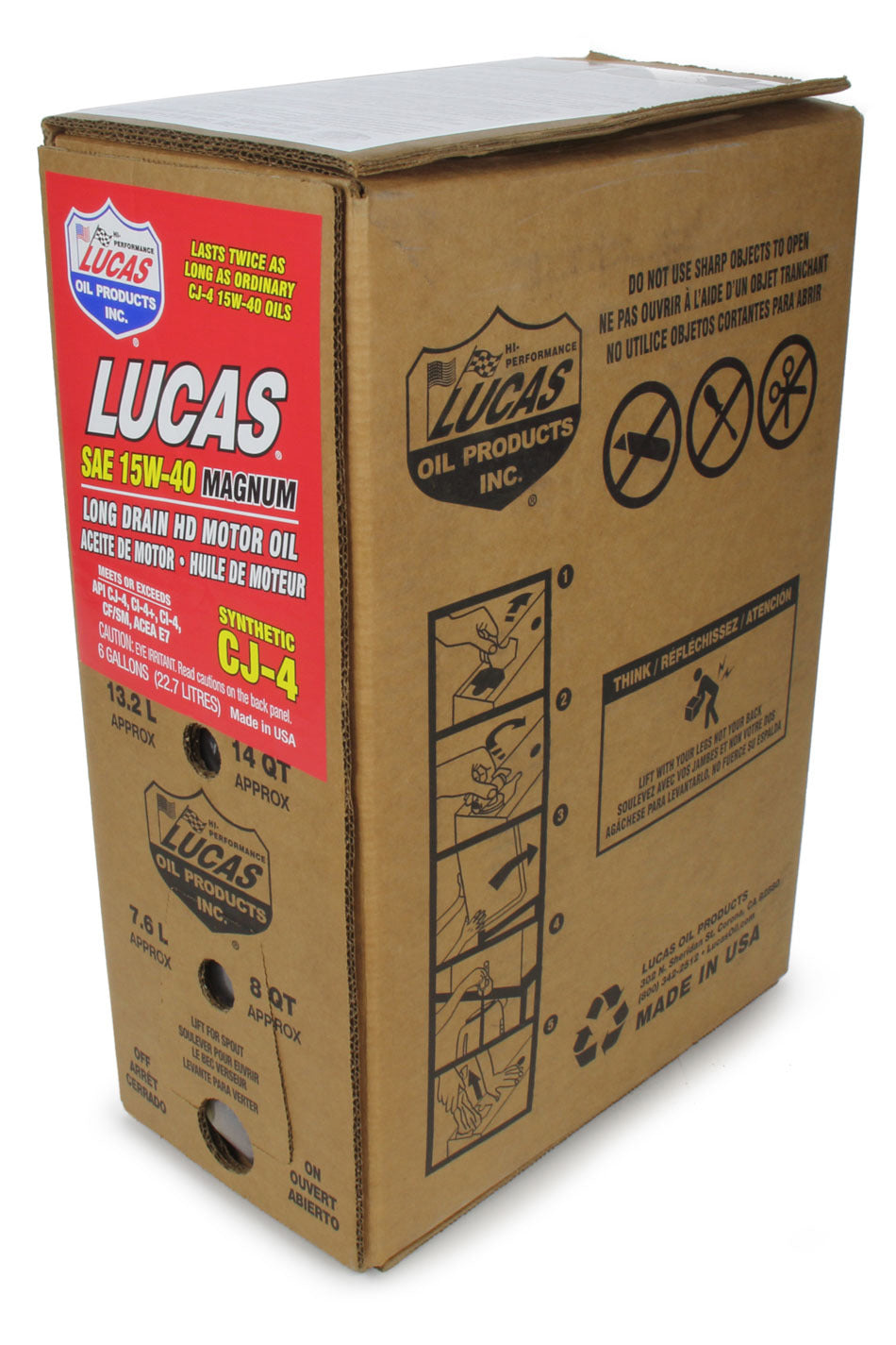 Lucas Oil Synthetic SAE 15W40 CJ-4 Oil 6 Gallon Bag In Box LUC18018