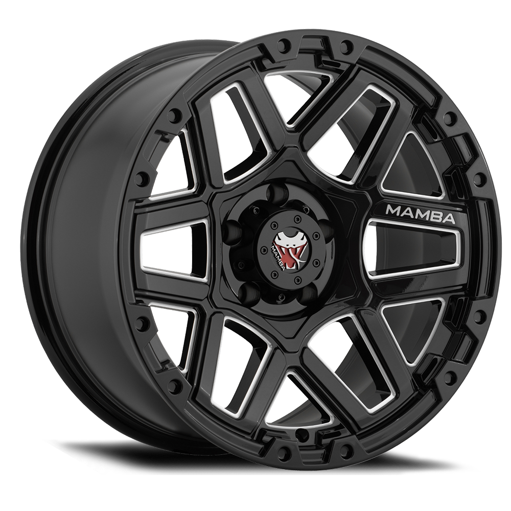 Mamba M23 Wheel Gloss Black w/ Machined Ball Cut 20x9 -12 5x127