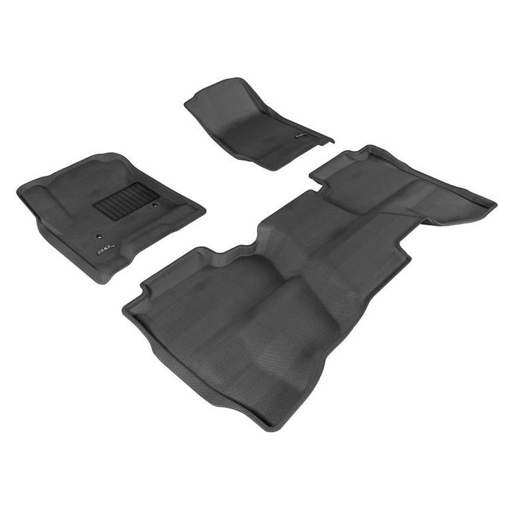 3D MAXpider 2014-2019 Chevrolet Silverado Double Cab Kagu 1st & 2nd Row Floormats - Black L1CH03901509