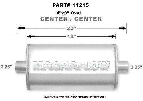 MagnaFlow Exhaust Products Stainless Muffler 2.25in. Center In/Out MAG11215