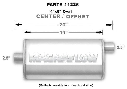 MagnaFlow Exhaust Products Stainless Muffler 2.5in Offset In/Center Out MAG11226