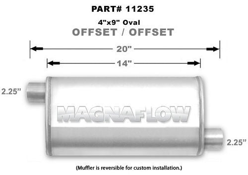 MagnaFlow Exhaust Products Stainless Muffler 2.25in. Offset In/Out MAG11235