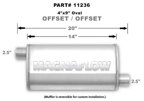 MagnaFlow Exhaust Products Stainless Muffler 2.5in Offset In/Out MAG11236