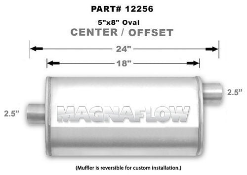 MagnaFlow Exhaust Products Stainless Muffler 2.5in Offset In/Center Out MAG12256