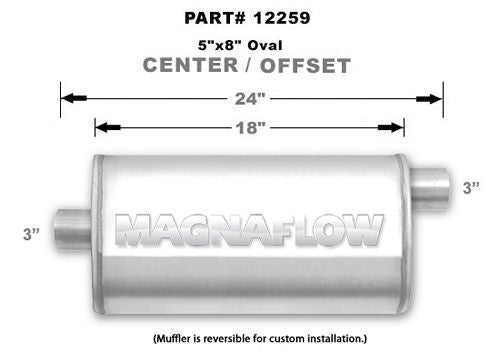 MagnaFlow Exhaust Products Stainless Muffler 3in Offset In/Center Out MAG12259