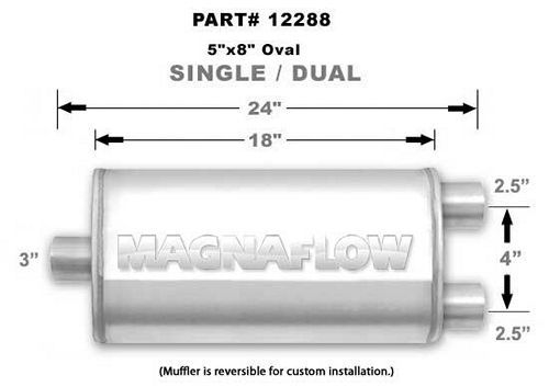 MagnaFlow Exhaust Products Stainless Muffler 3in Inlet/Dual 2.5in Out MAG12288