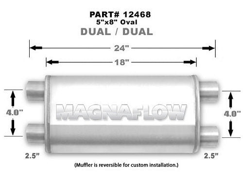 MagnaFlow Exhaust Products Stainless Muffler 2.5in Dual In / Dual Out MAG12468