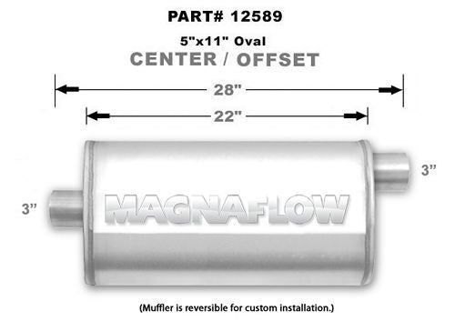 MagnaFlow Exhaust Products Stainless Muffler 3in Center In / Offset Out MAG12589