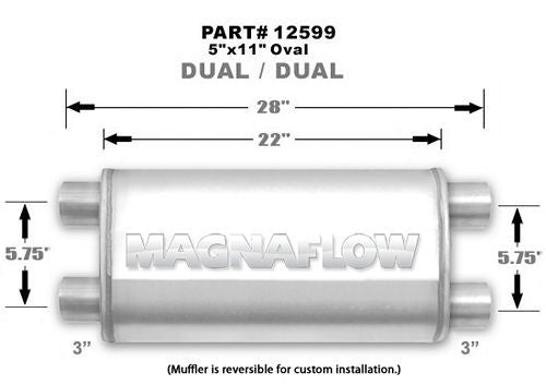 MagnaFlow Exhaust Products Muffler Stainless 3in Dual In/Out MAG12599