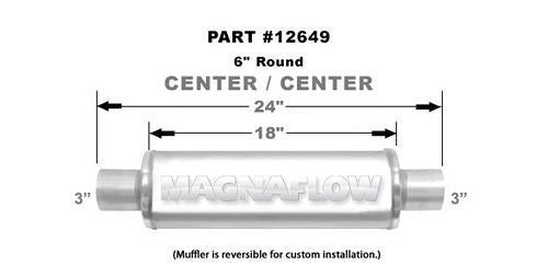 MagnaFlow Exhaust Products Muffler Stainless 3in Center In/Out MAG12649