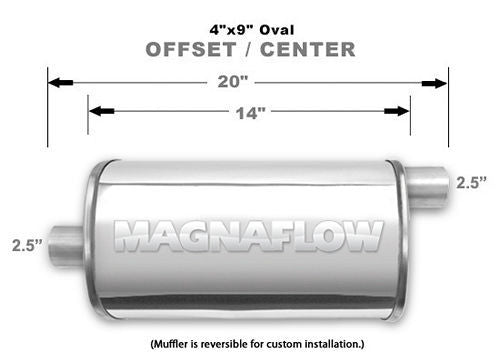 MagnaFlow Exhaust Products Stainless Muffler 2.5in Offset In/Center Out MAG14326