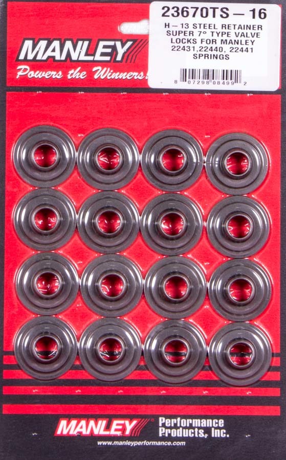 Manley Performance Super 7 H-13 Lwt Valve Spring Retainers MAN23670TS-16