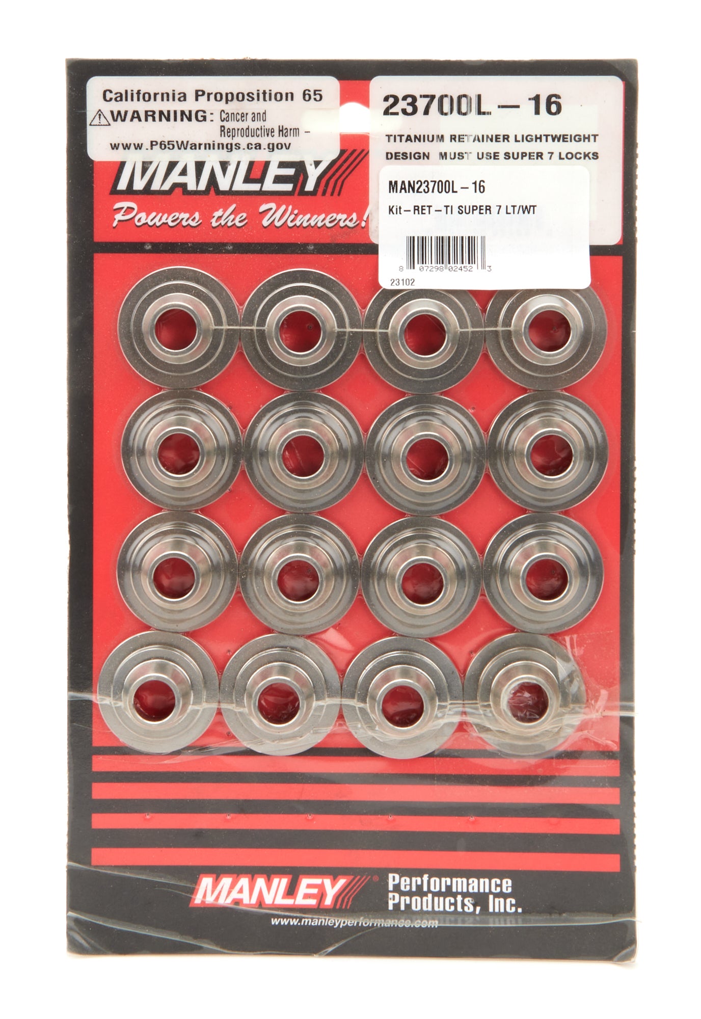 Manley 16pc Titanium Retainers - 1.500in. Spring OD 1.080in. I.D 23700L-16