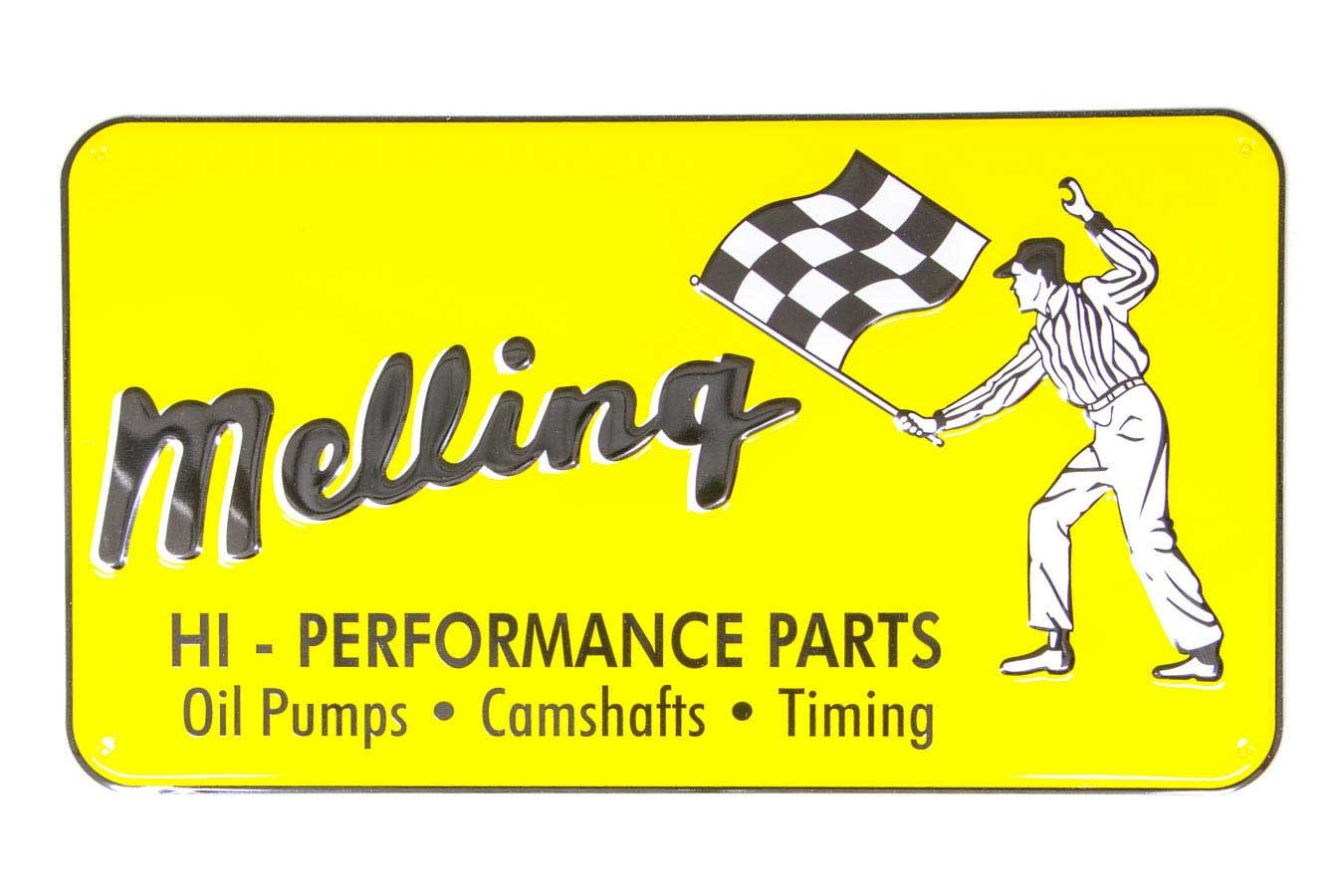 Melling 1960 Nostalgic Metal Sign - Yellow (Flag Man) MEL1960