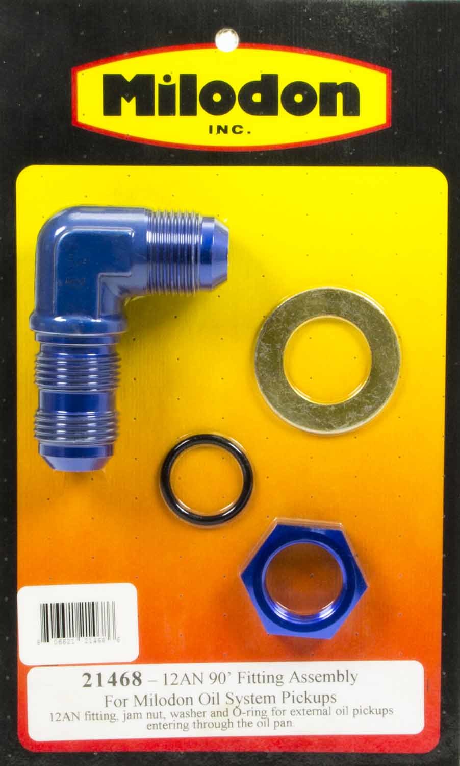 Milodon Oil Pick-Up Fitting Mopar 12an 90 Degree MIL21468