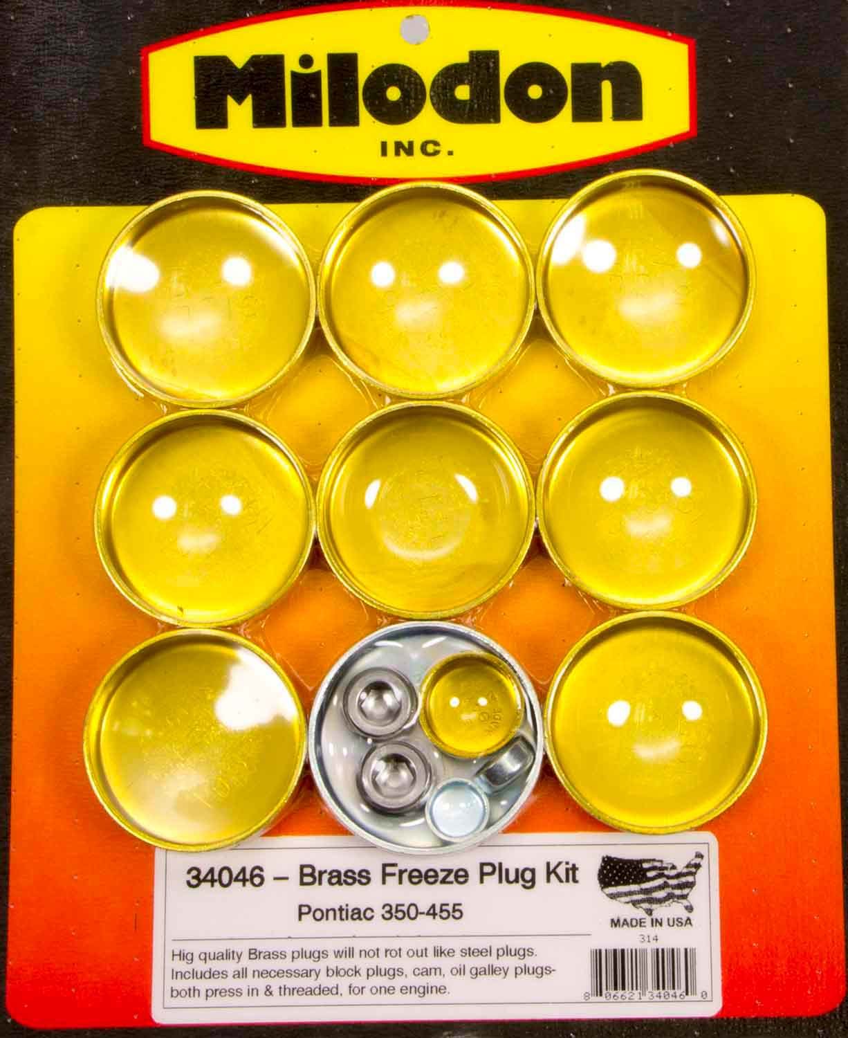 Milodon Pontiac V8 Brass Freeze Plug Kit MIL34046