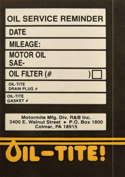 Dorman - Autograde Service Reminder Information Label  top view frsport 65288