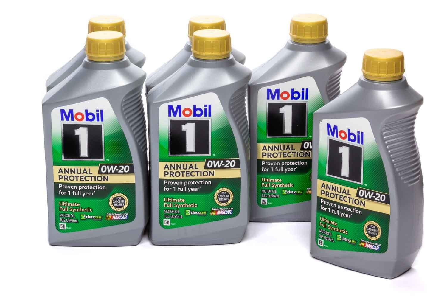 Mobil 1 0w20 Syn. Oil Case 6x1Qt Annual Protection Dexos MOB122593