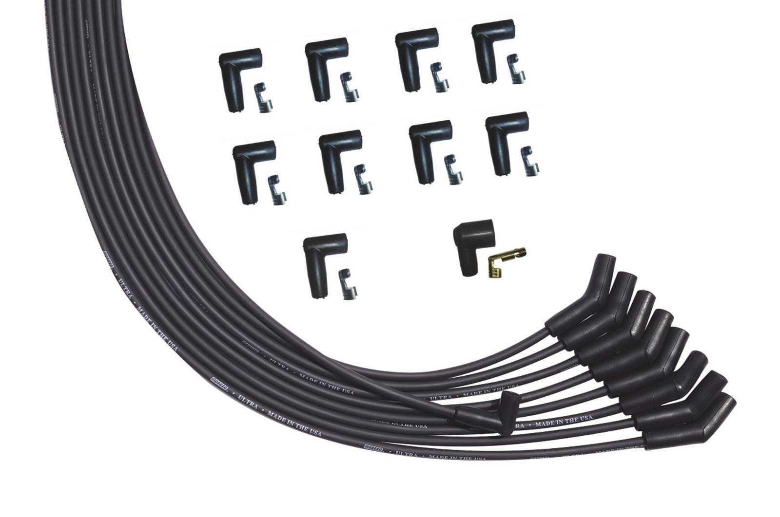 Moroso Universal V8 135 Deg Plug Unsleeved HEI Ultra Spark Plug Wire Set - Black 51009