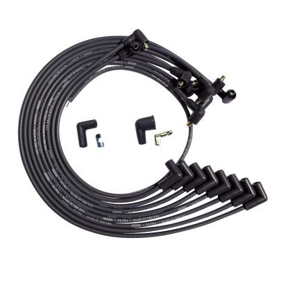 Moroso BBC Under Header 90 Deg Plug Non-HEI Dist Unsleeved Ultra Spark Plug Wire Set - Black 51044