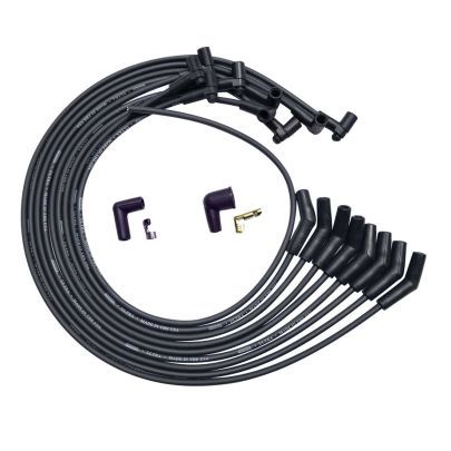 Moroso BBC Under Header 135 Deg Plug End HEI Dist Unsleeved Ultra Spark Plug Wire Set - Black 51045