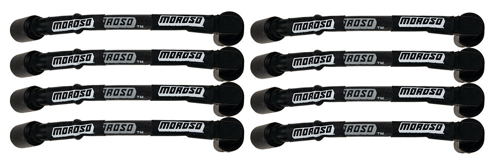 Moroso GM LS 9.75in Long Coil On Plug 90 Deg Sleeved Ultra Spark Plug Wire Set - Black 51532