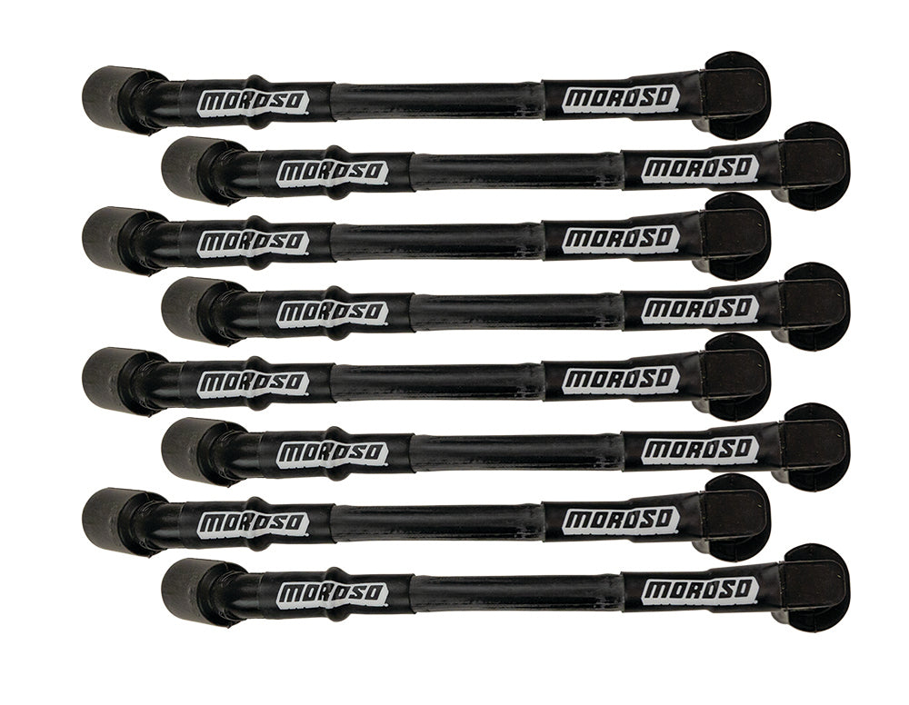 Moroso GM LS 11in Long Coil On Plug 90 Deg Plug Sleeved Ultra Spark Plug Wire Set - Black 51534