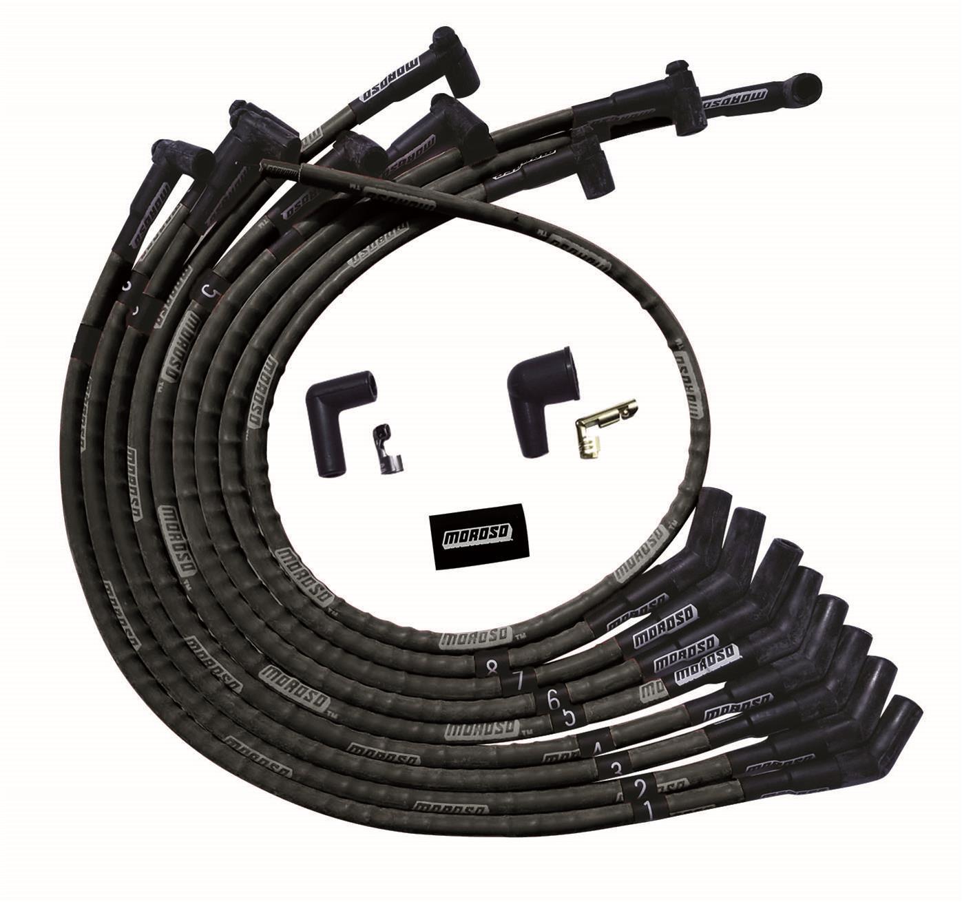 Moroso SB Ford Sleeved 135 Plug HEI Ultra Spark Plug Wire Set - Black 51570