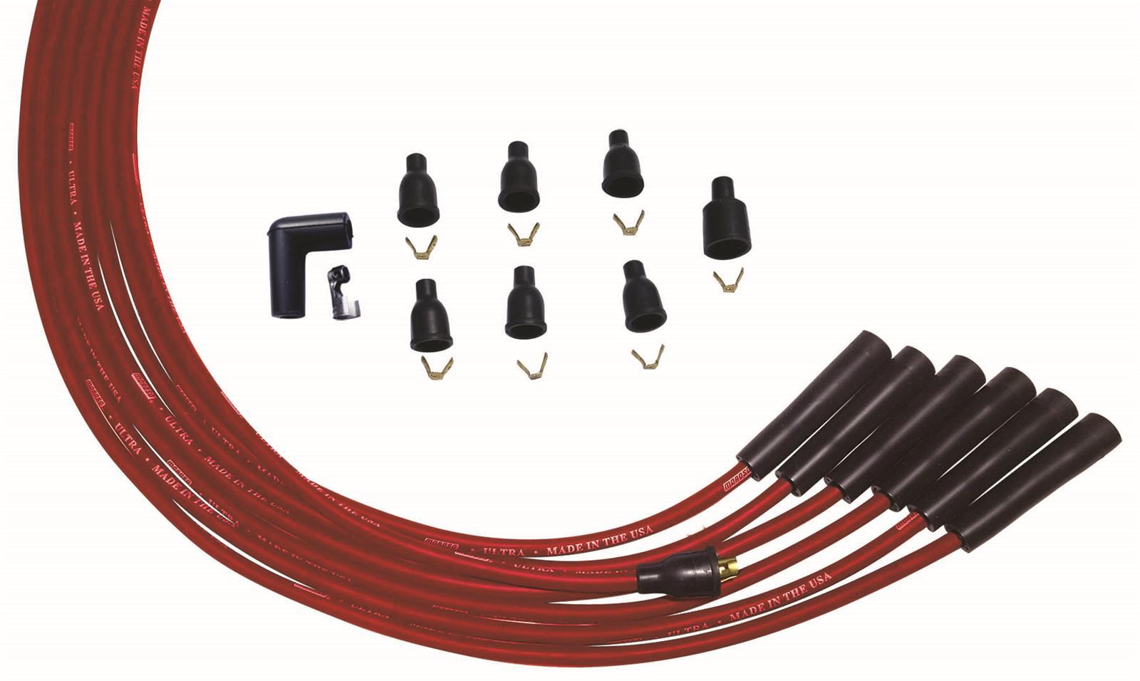 Moroso 6 Cyl 90 Deg Boot Non-HEI Ultra Spark Plug Wire Set - Red 52003