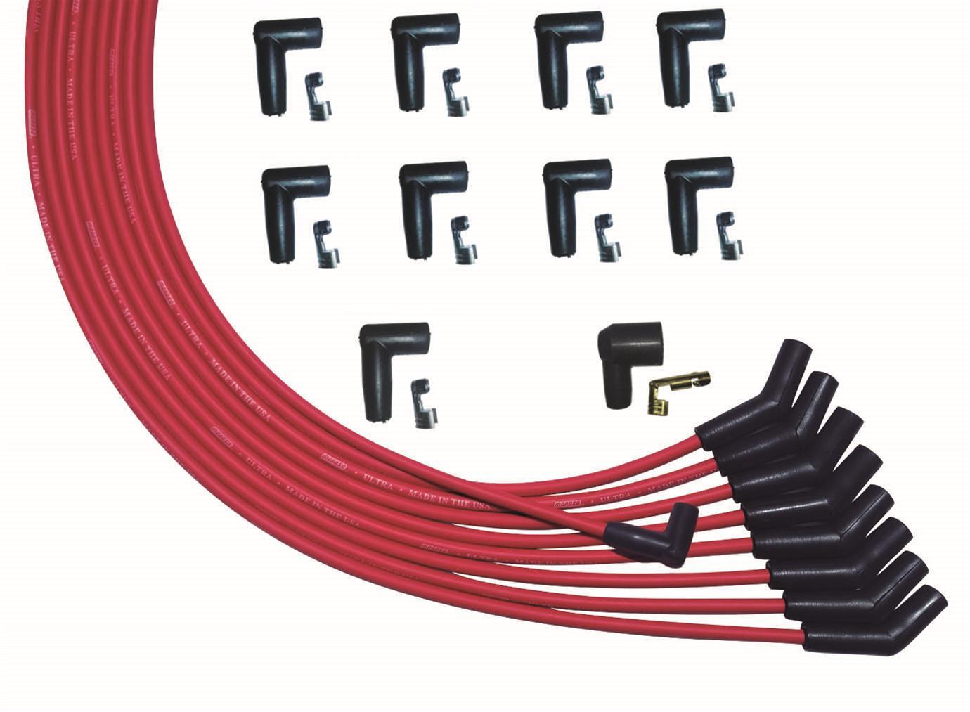 Moroso V8 135 Deg Plug Boots HEI Ultra Spark Plug Wire Set - Red 52009