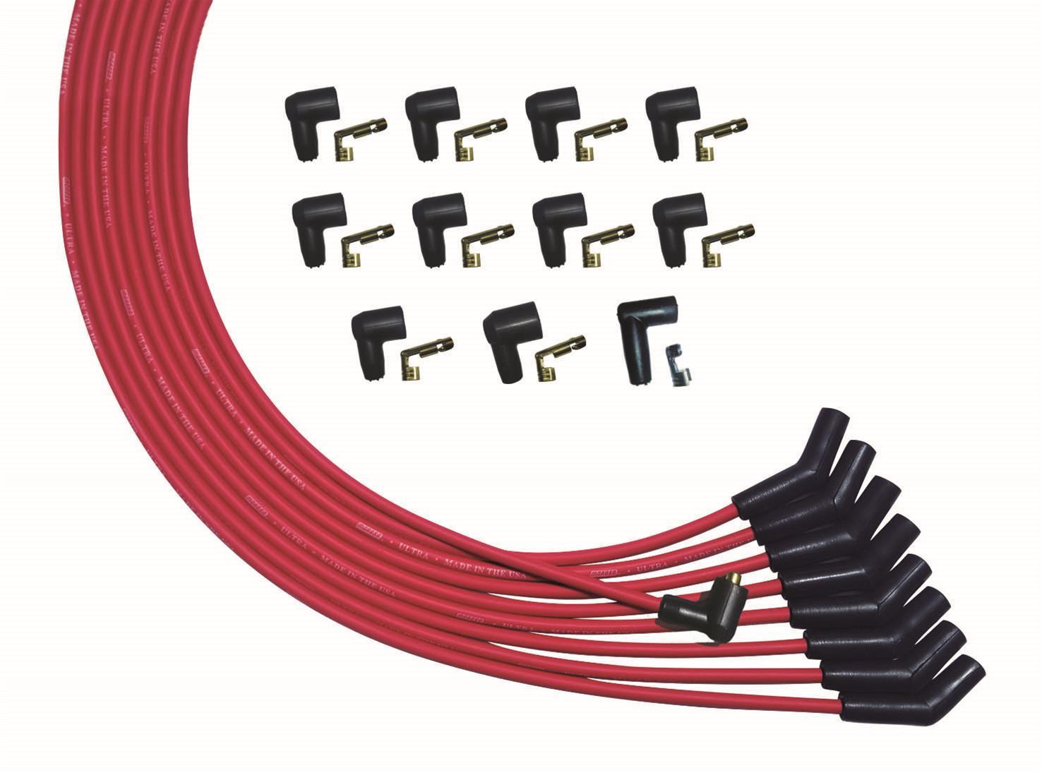 Moroso V8 135 Deg Plug Non-HEI Unsleeved Ultra Spark Plug Wire Set - Red 52010