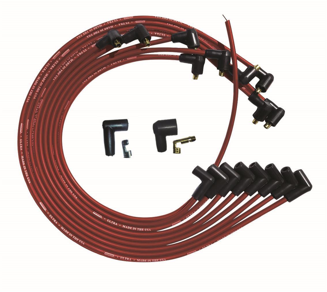 Moroso SBC Under Header 90 Plug Non-HEI Ultra Spark Plug Wire Set - Red 52029