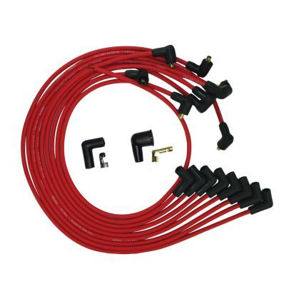 Moroso BBC Under Header 90 Deg Plug Non-HEI Ultra Spark Plug Wire Set - Red 52044