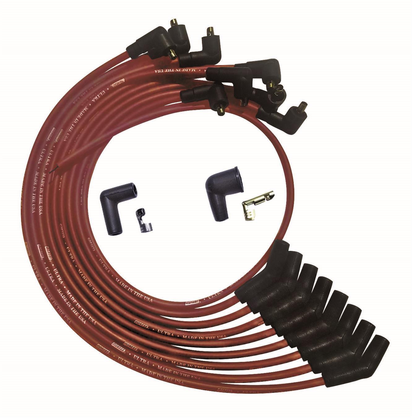 Moroso Ford 260/289/302 135 Deg Spark Plug Boot Non-HEI Ultra Spark Plug Wire Set - Red 52071