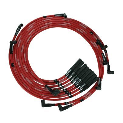 Moroso BB Chrysler Mopar 361/383/400/440 Str Plug Boots HEI SleevedUltra Spark Plug Wire Set - Red 52560