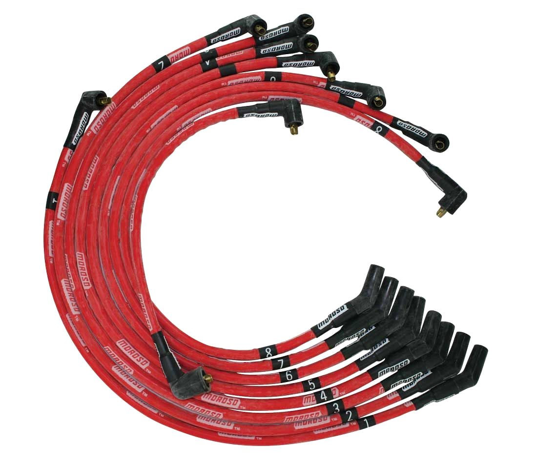 Moroso Ford 351C/390/429/460 Sleeved Non-HEI 135 Boots Ultra Spark Plug Wire Set - Red 52575