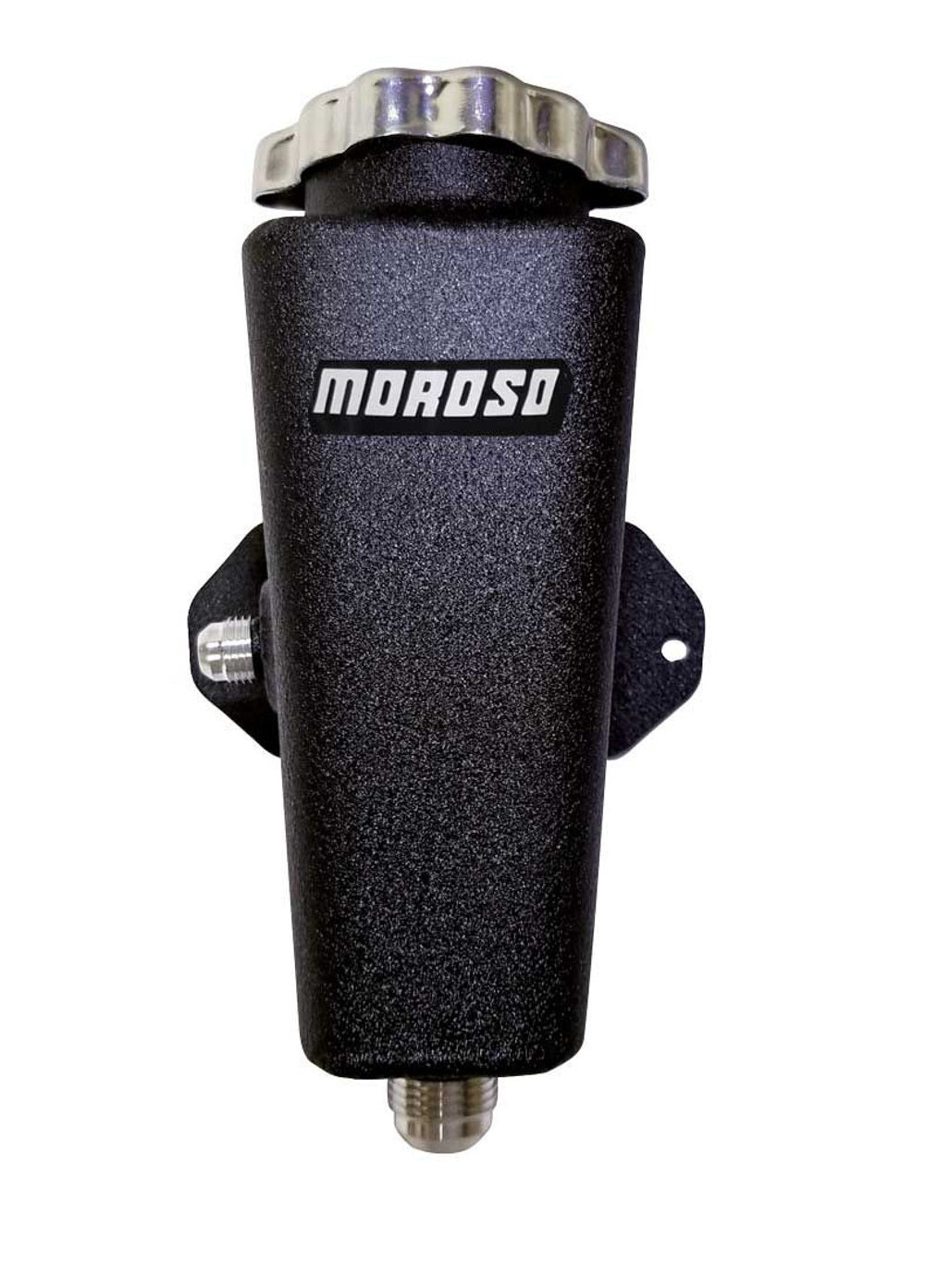 Moroso Universal Left 6AN In/10AN Out Power Steering Tank - Black Powder Coat 63951