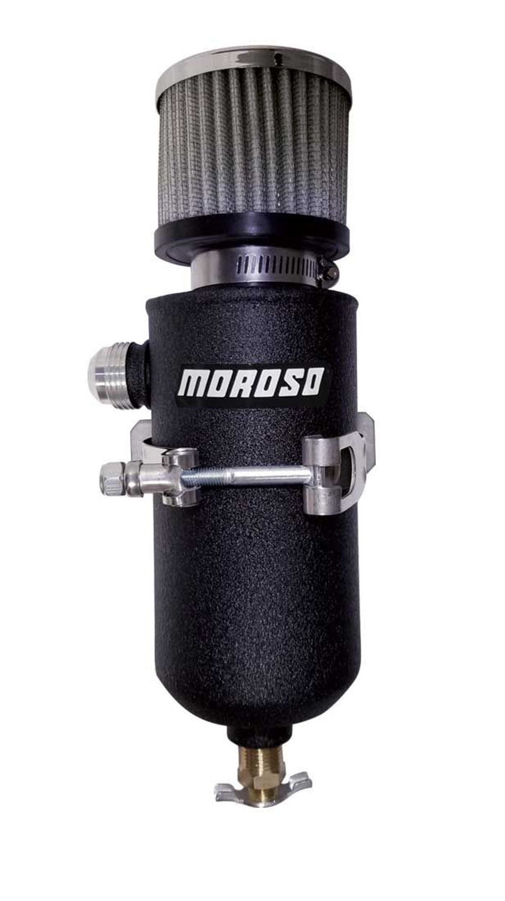 Moroso 12AN Male Catch Can Breather Tank - Black Powder Coat 85751