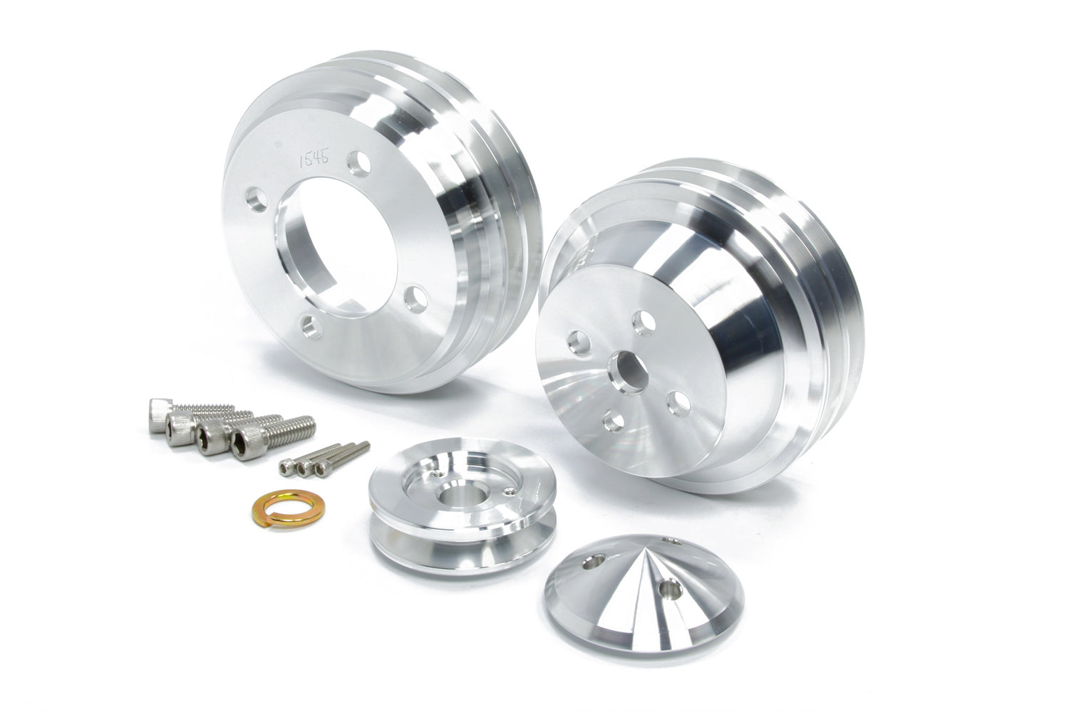 March Performance Ford SB Hi Flow Pulley Kit Clear Powder Coat MPP1637