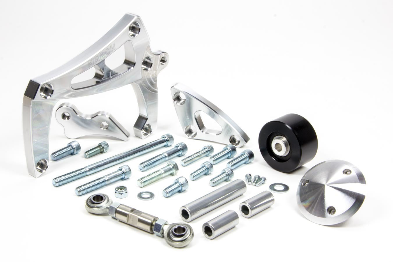 March Performance ALT-A/C Bracket SBC LWP Mid Mount clear powder c MPP20188