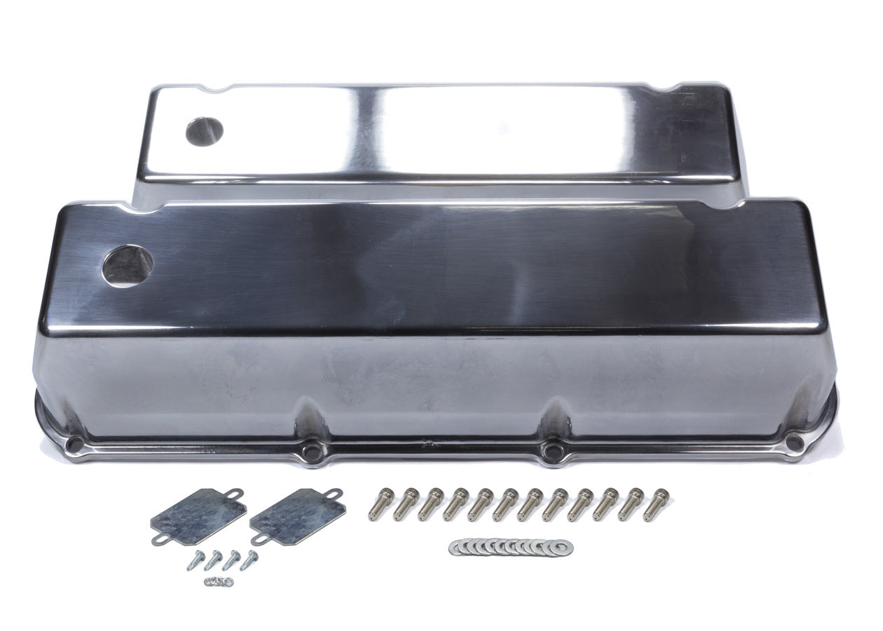 MR Gasket BBF Cast Alm Valve Cover Set w/Hole Polished MRG6873G