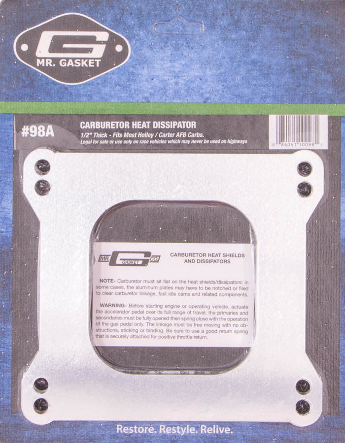 MR Gasket Carb. Dissipator 1/2in Thick- Open Center MRG98A