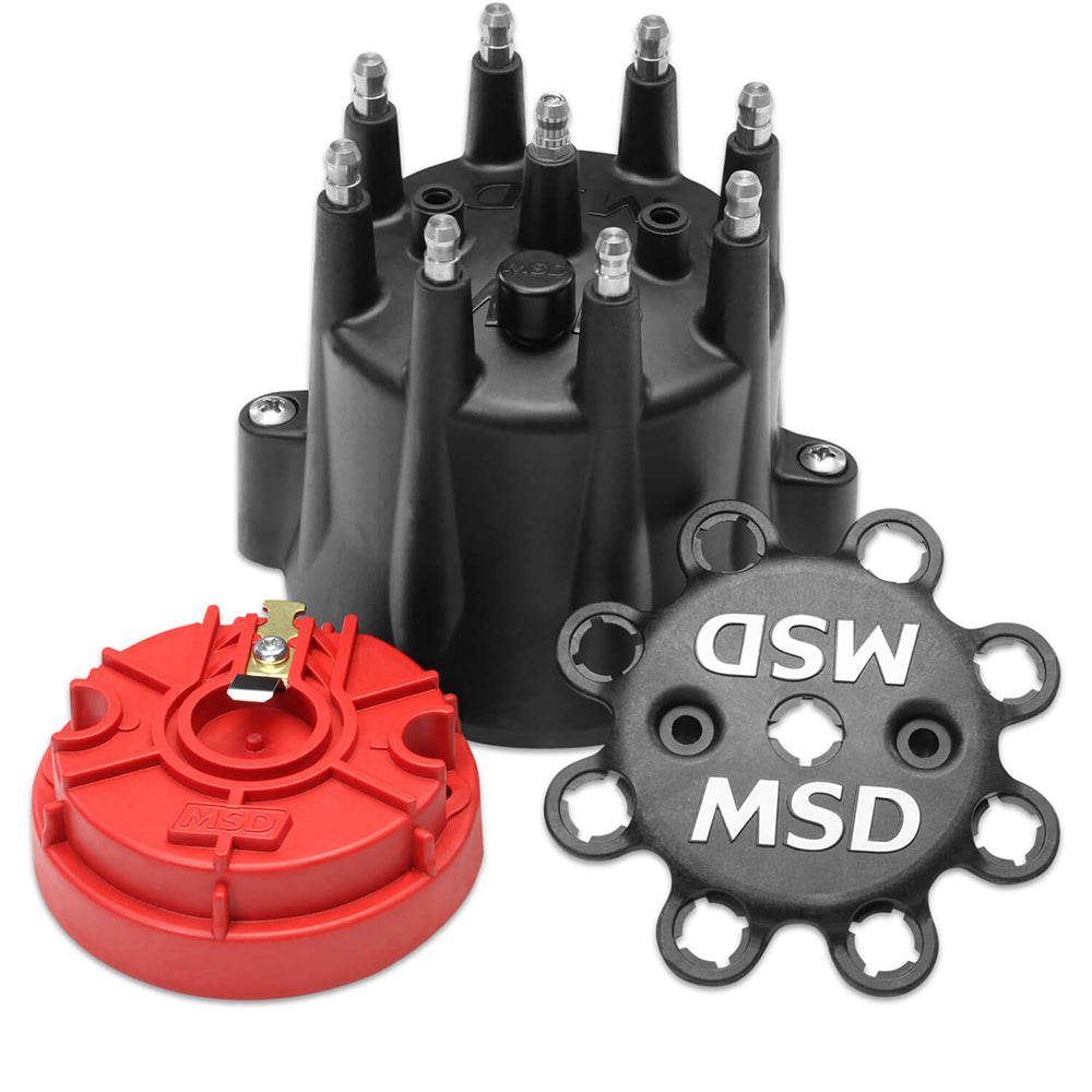 MSD Distributor Cap & Rotor Kit Chevy V8 HEI Black MSD84336