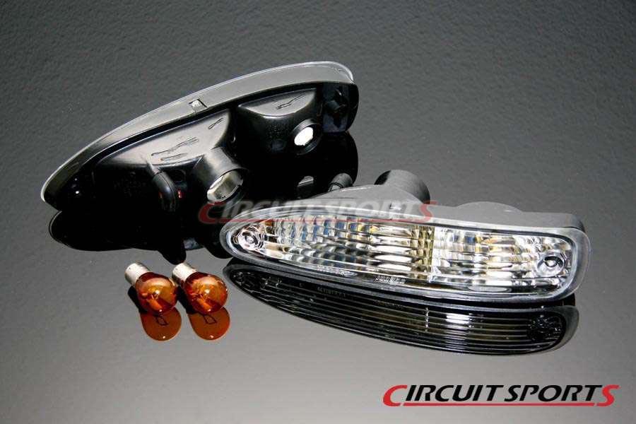 Circuit Sports Front Turn Signals (Clear) - Nissan 240SX/180SX ('91-94 S13 Chuki) - Tear Drop Style