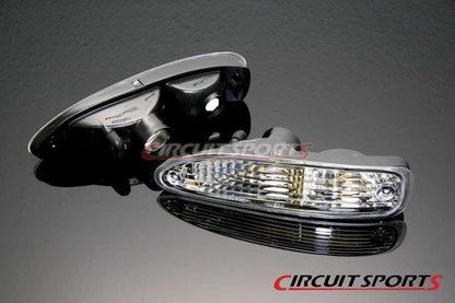 Circuit Sports Front Turn Signals (Clear) - Nissan 240SX/180SX ('91-94 S13 Chuki) - Tear Drop Style