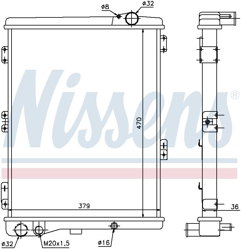 Nissens Radiator  top view frsport 604411