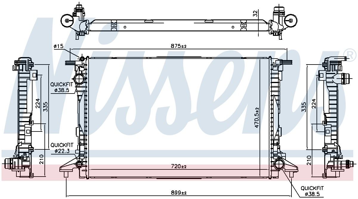 Nissens Radiator  top view frsport 606578