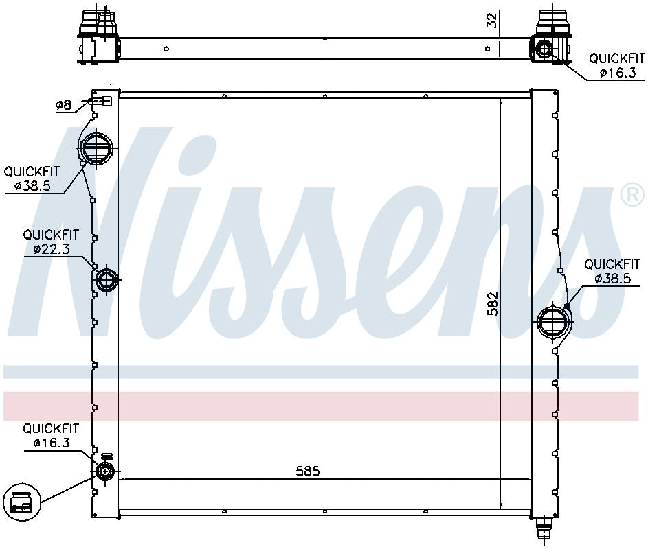 Nissens Radiator  top view frsport 60827