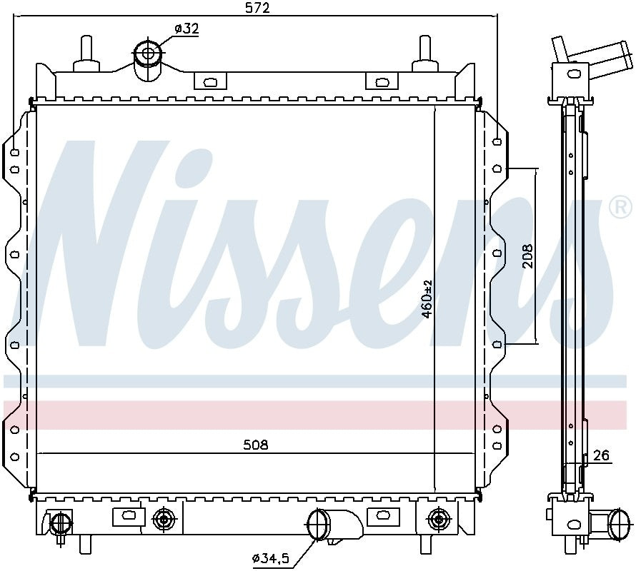 Nissens Radiator  top view frsport 61002