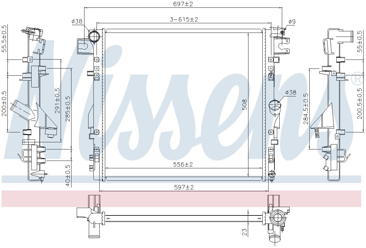 Nissens Radiator  top view frsport 61037